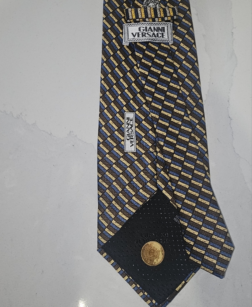 Gianni Versace Men's Blue and Gold Tie